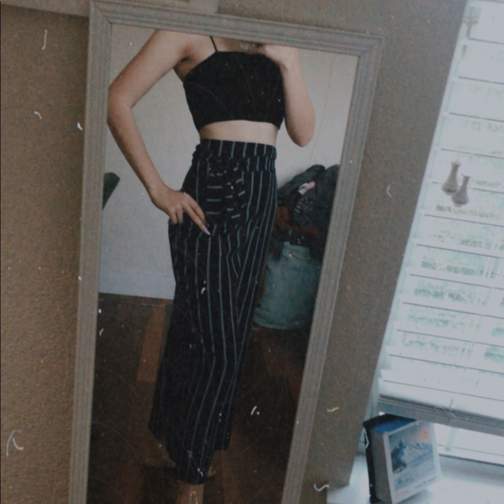 Stripped navy flow pants